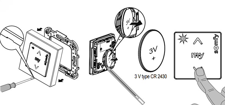 Changer pile émetteur Somfy Smoove RTS et IO